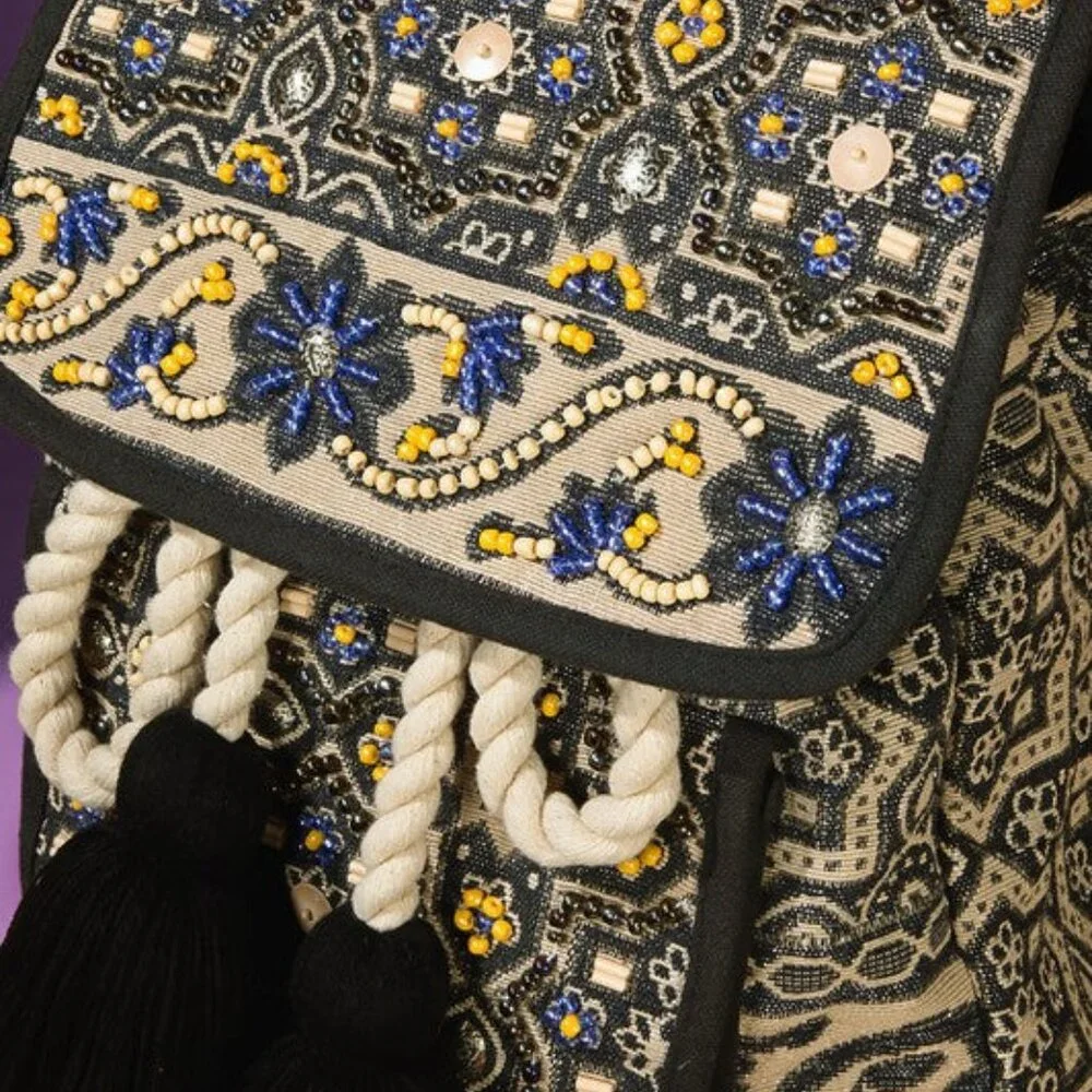 Handmade Backpack w/ a Unique Ethnic Bohemian Look - Fully Fine Cotton